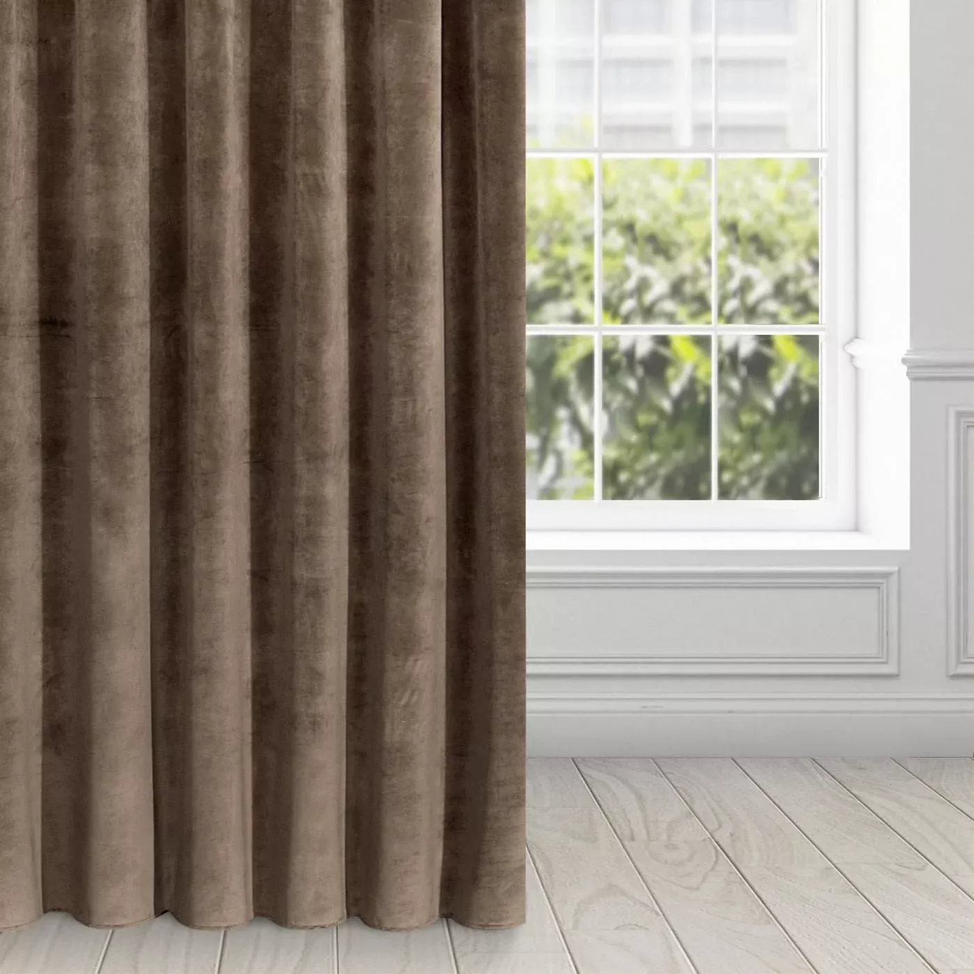 Zasłona brązowa z ekskluzywnego aksamitnego welwetu 290 g/m2 140x270 cm taśma - VILLA