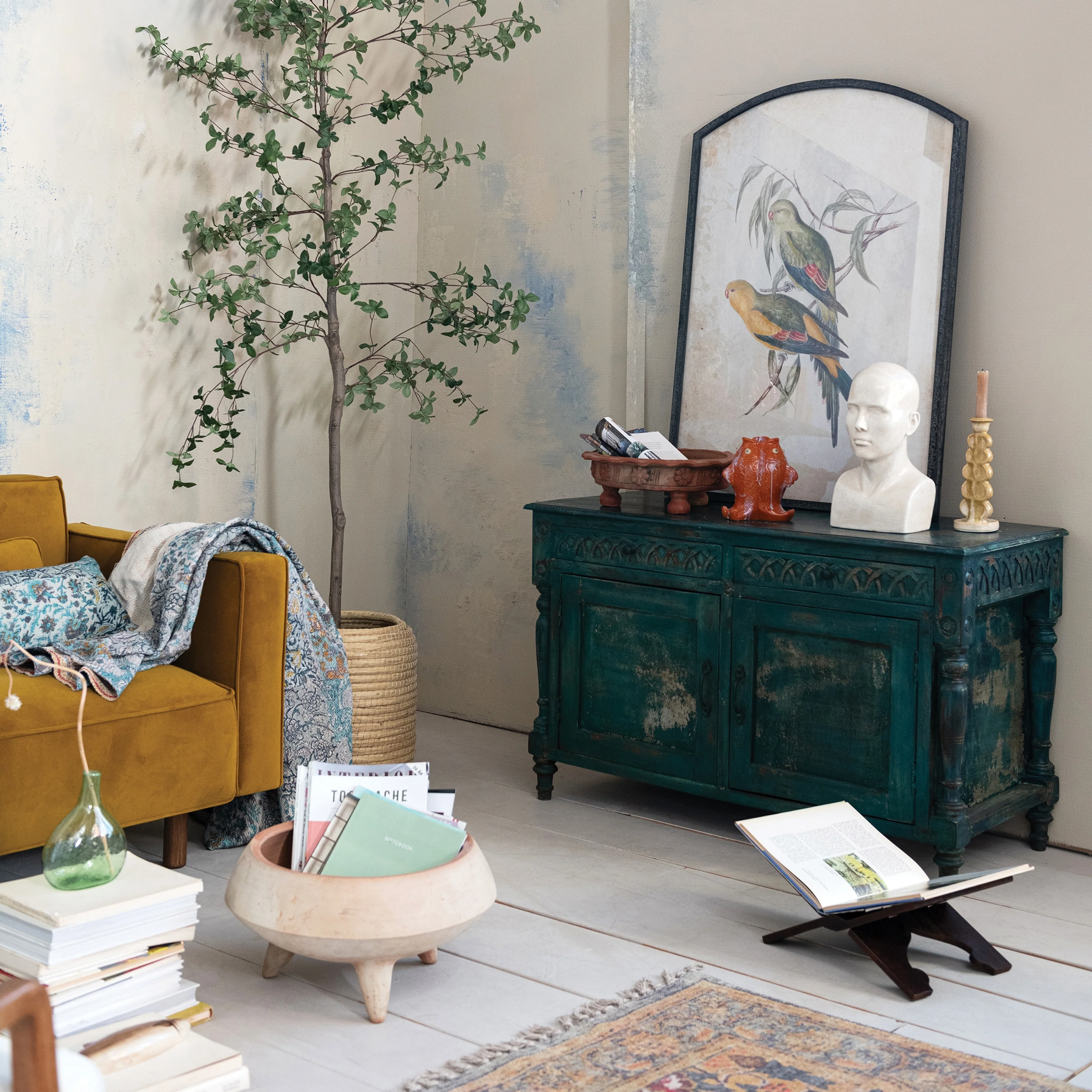 Fabric Upholstered Sofa with Wood Legs, Chartreuse - 63.0L x 32.3W x 31.9H