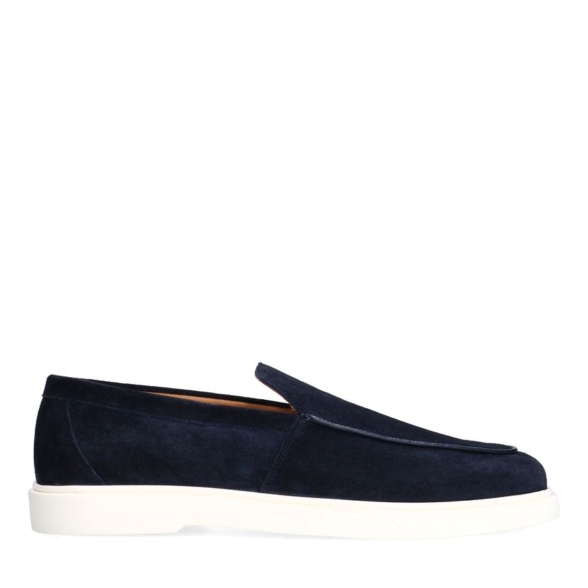 Manfield Donkerblauwe suède loafers