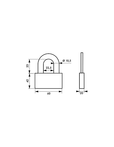 Cadenas à clé Quadra, acier, chantier, anse acier, 60mm, 4 clés - THIRARD