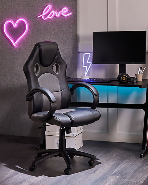 Chaise de bureau FIGHTER Cuir PU Gris clair