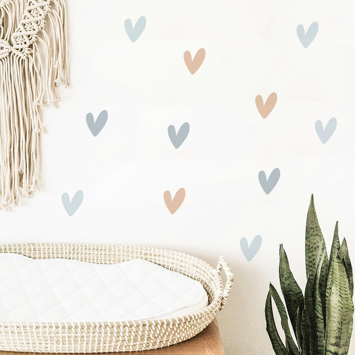 RAINBOWS3 - Stickers muraux en vinyle petits coeurs bleu et beige