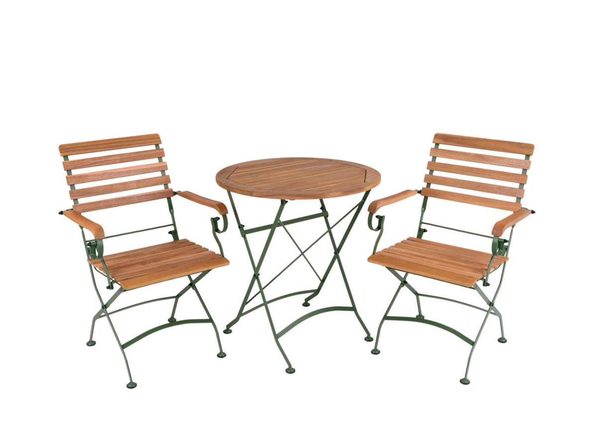 MaximaVida inklapbare ronde acacia bistroset Toscana 70 cm olijfgroen - stoelen met armleuning