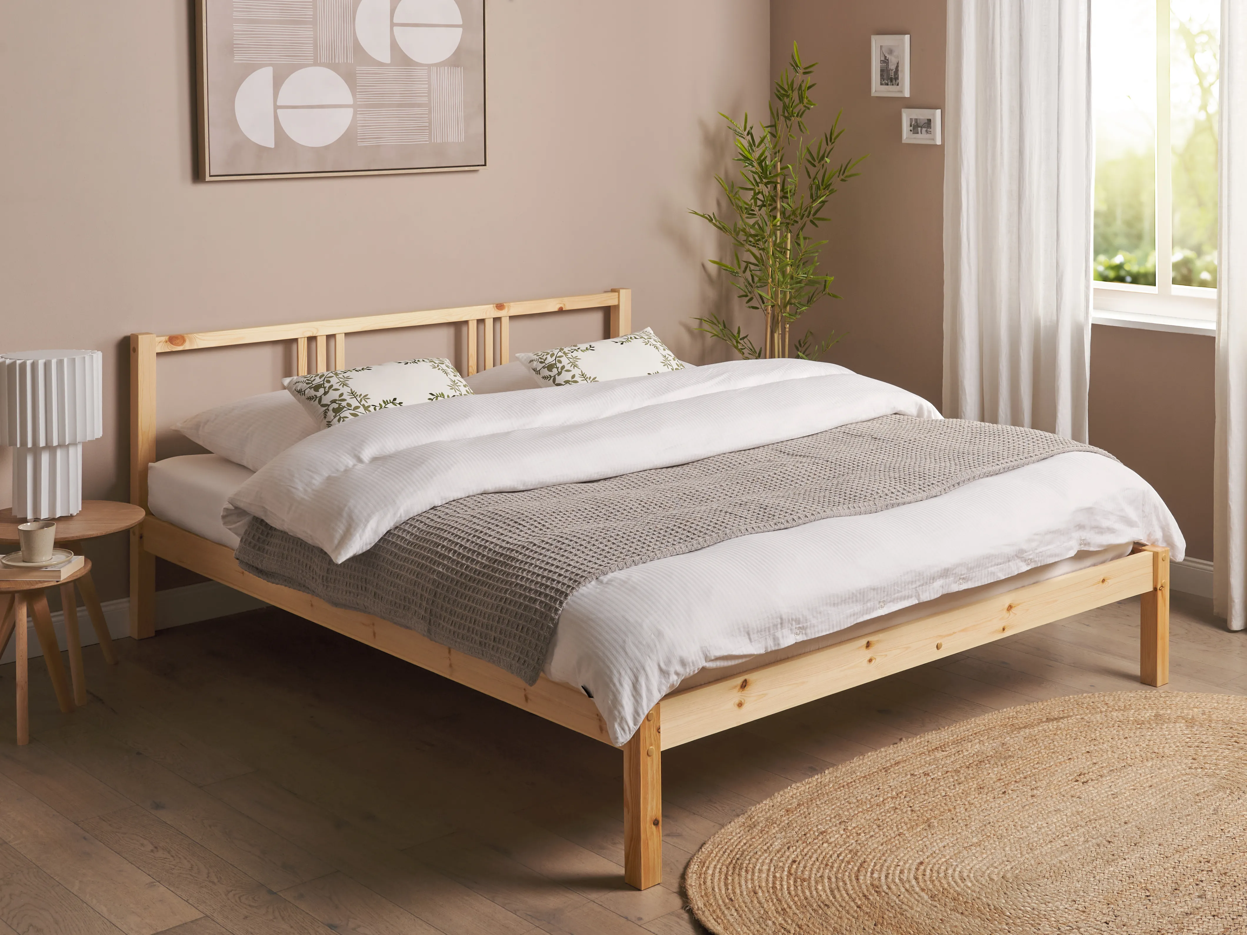 Bed Pine Wood VANNES 140 x 200 cm (EU Double) Light Brown