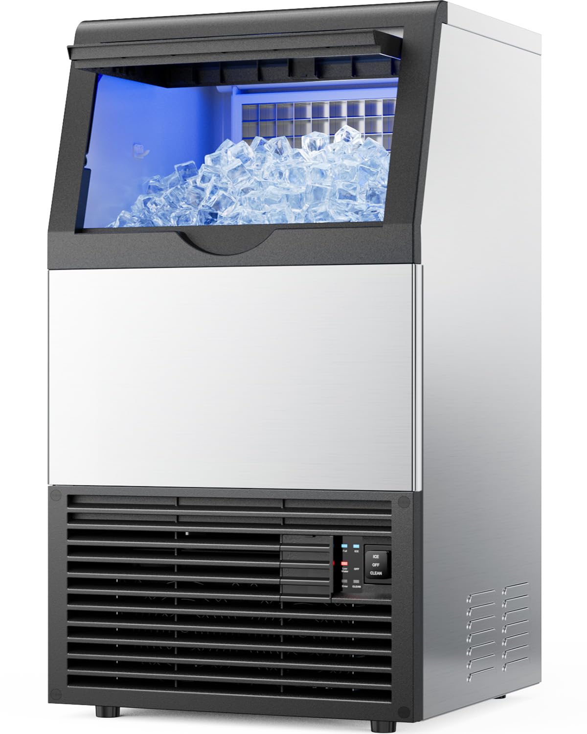 Mojgar Commercial Ice Maker Machine, 100lbs/24H with 33lbs Ice Storage Under Counter Ice Machine, Stainless Steel Built-in Freestanding Ice Maker Self-Cleaning for Home Bar