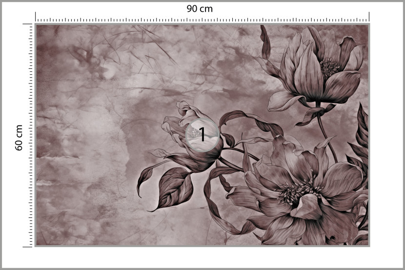 Fototapeta Kwiaty i liście na tle betonu 90x60cm