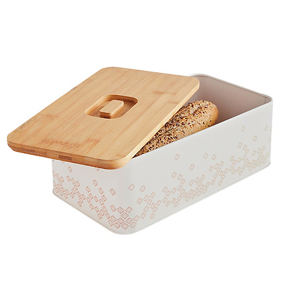 Boîte à pain blanche avec couvercle en bambou Bohémia Box &Beyond