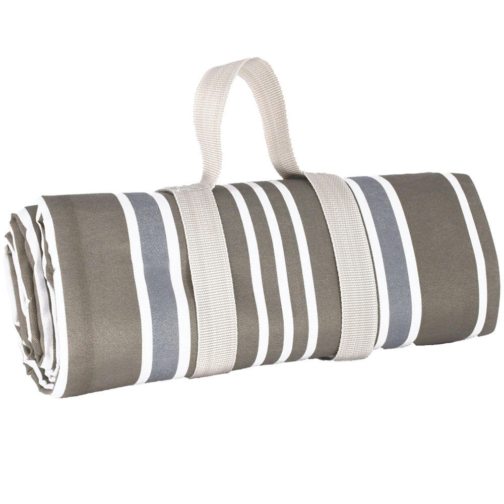 - Nappe pique-nique à revers imperméable gris et blanc 140 x 140 cm