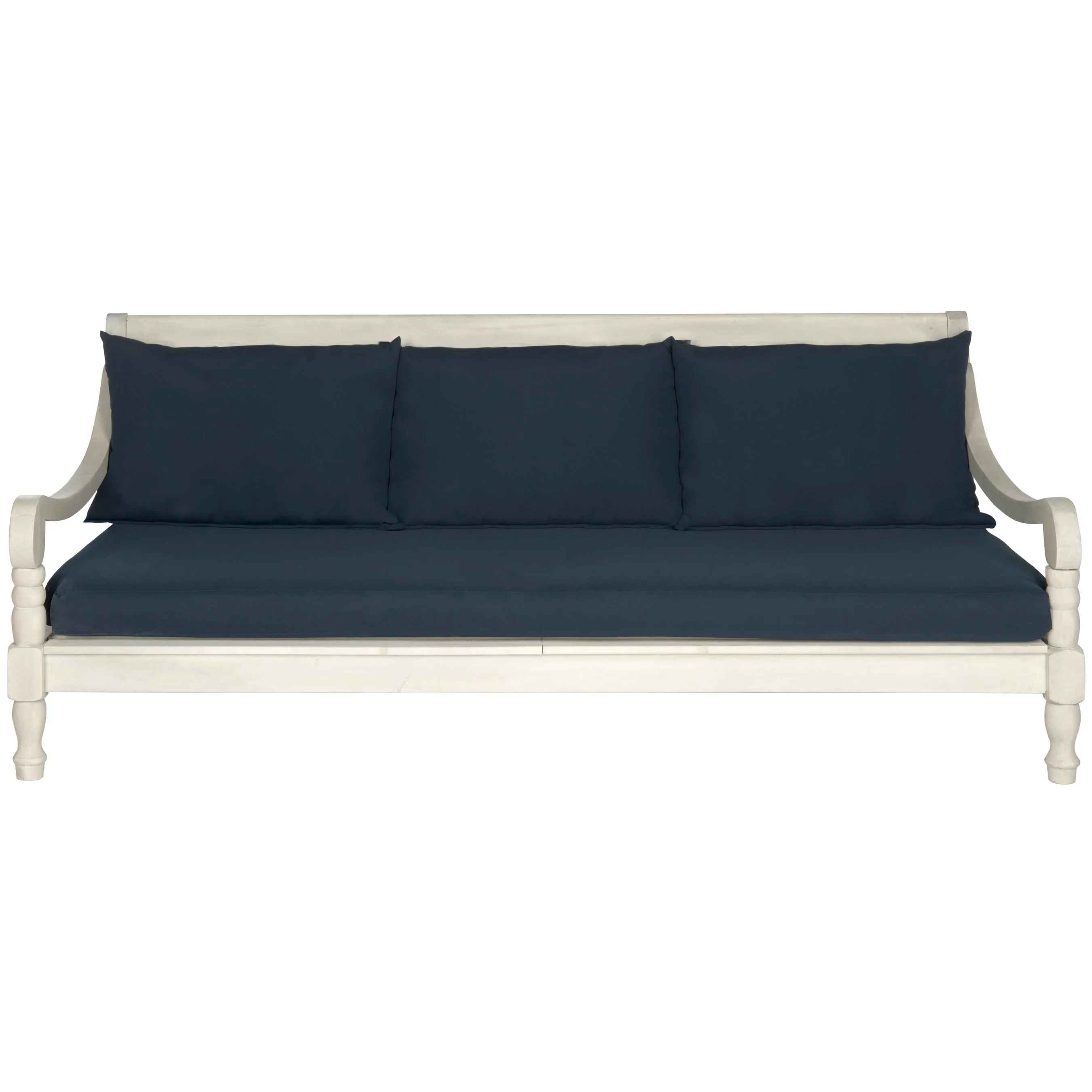 SAFAVIEH Outdoor Cordula Acacia Wood Cushioned Daybed - 71.7W x 35.4D x 29.1H