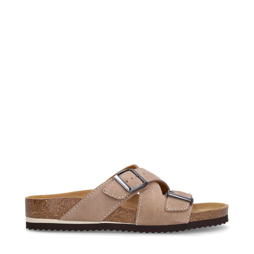 Manfield Beige suède slippers