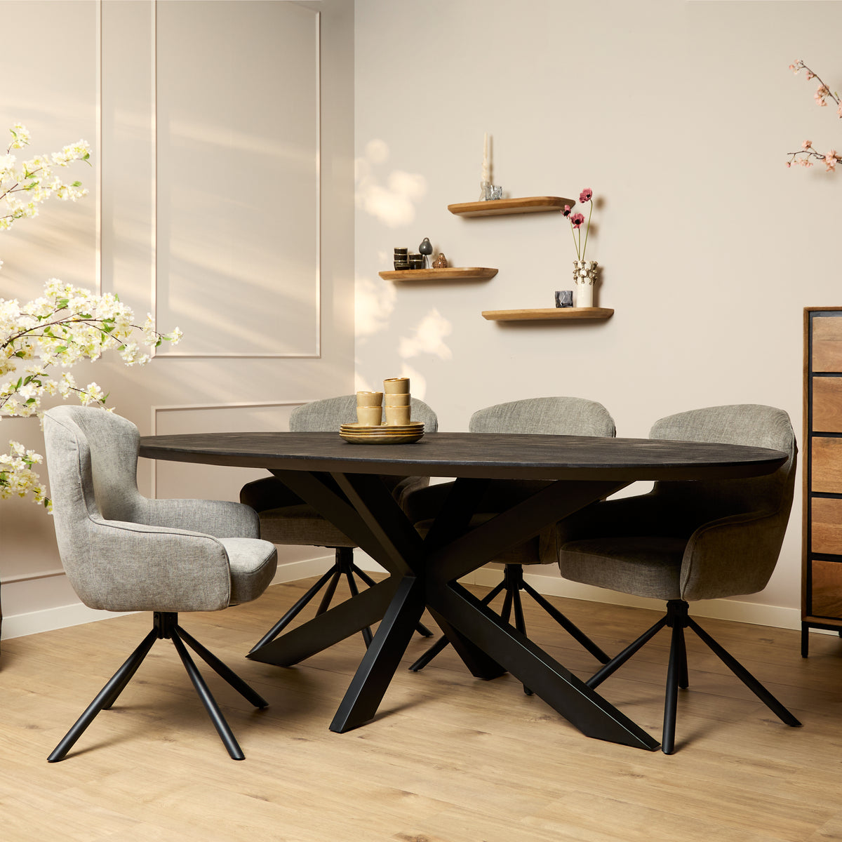 Starfurn eettafel Brandy - zwart - 100x210x76cm