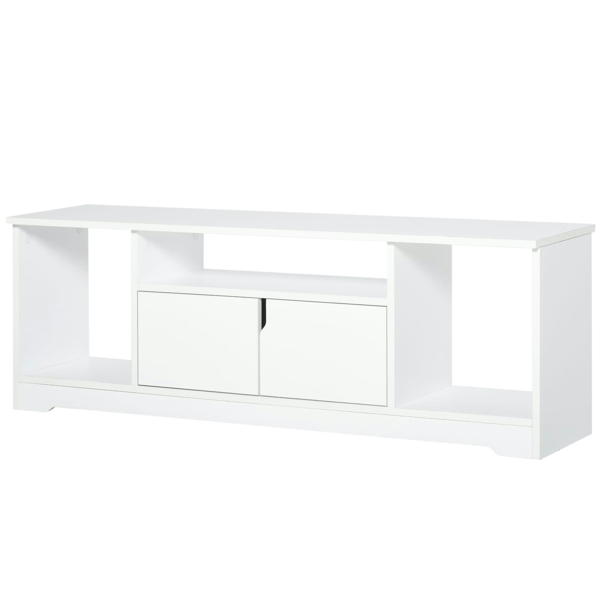- Meuble TV design 3 niches placard 2 portes panneaux particules blanc