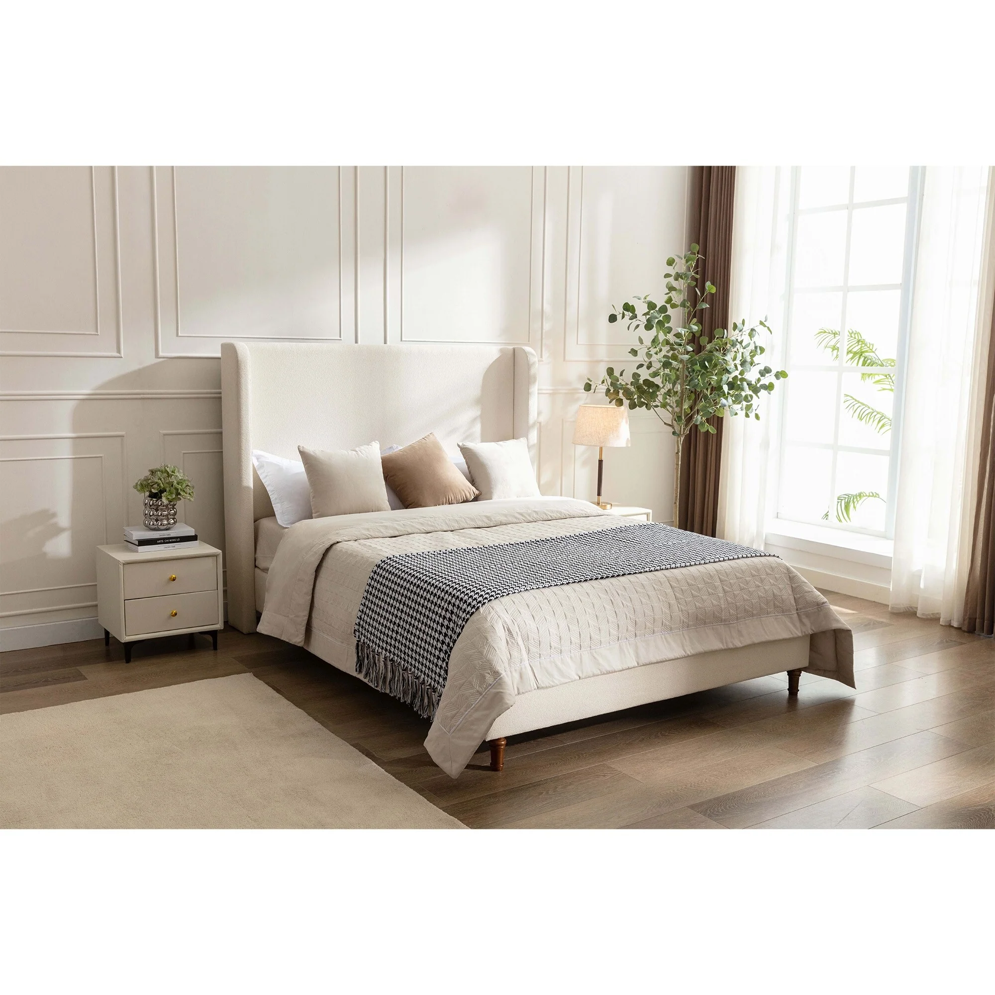Tall Headboard Upholstered Bed,King