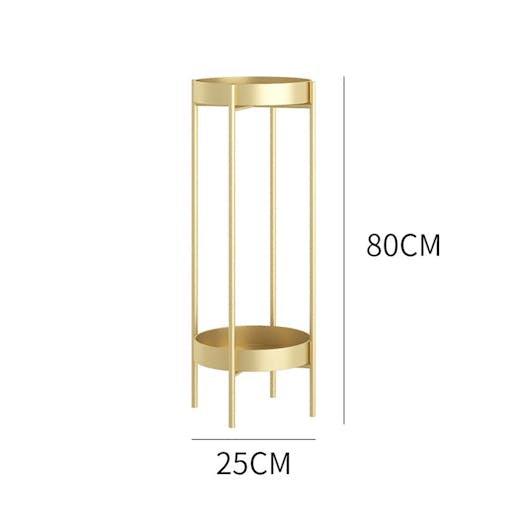 SOGA 4X 2 Layer 80cm Gold Metal Plant Stand Flower Pot Holder Corner Shelving Rack Indoor Display