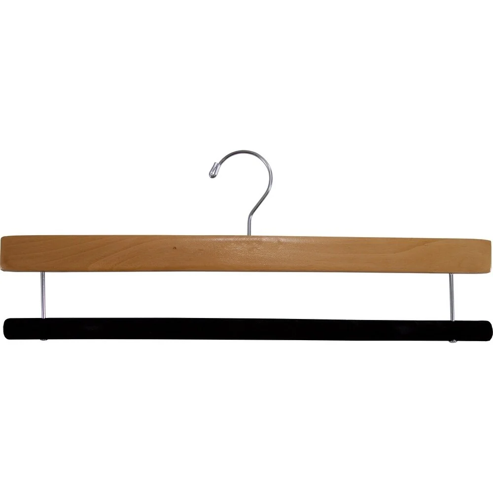 Extra Long Wooden Pants Hanger with Flocked Non-slip Velvet Bar