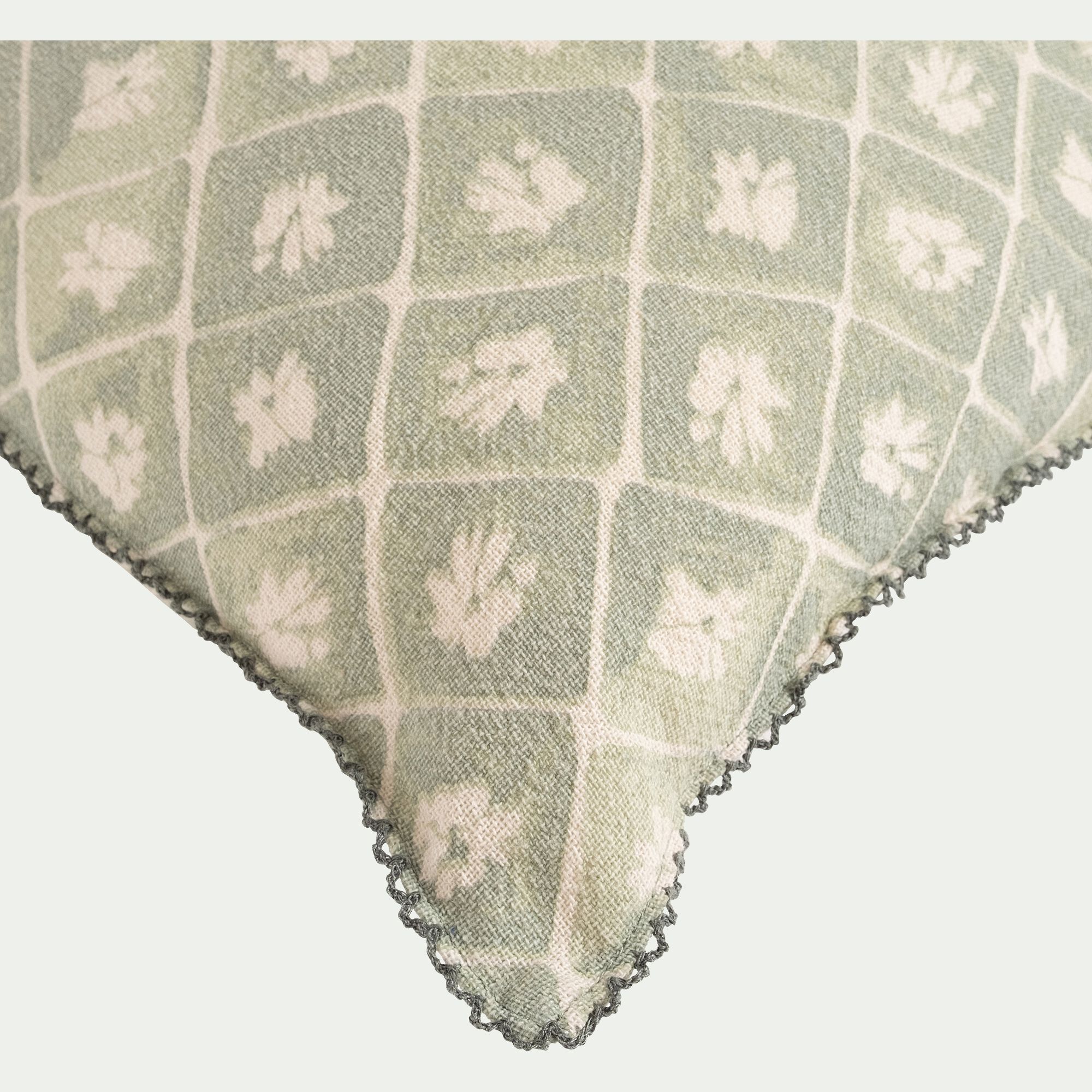 PIASTRE - Coussin finition croquet en coton 30x80cm - vert