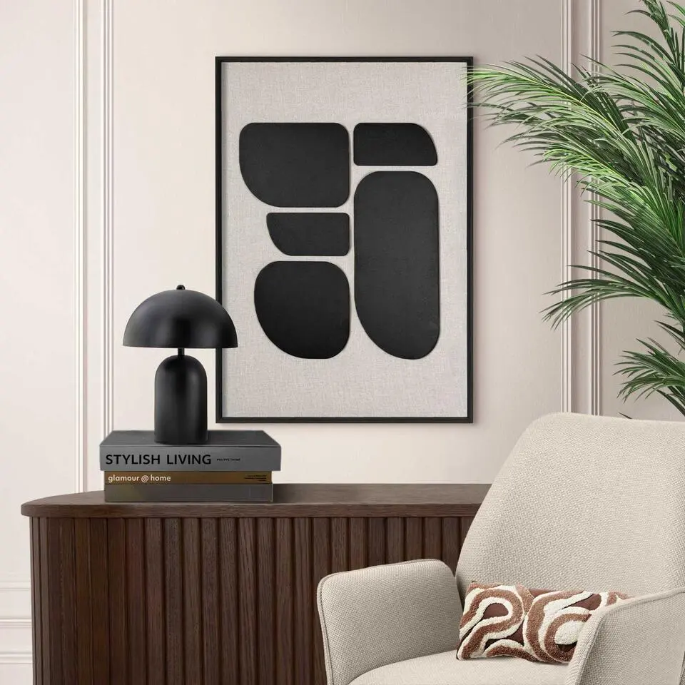 Schilderij 3D Art Organic Blocks - 70 x 50 - Zwart-Wit