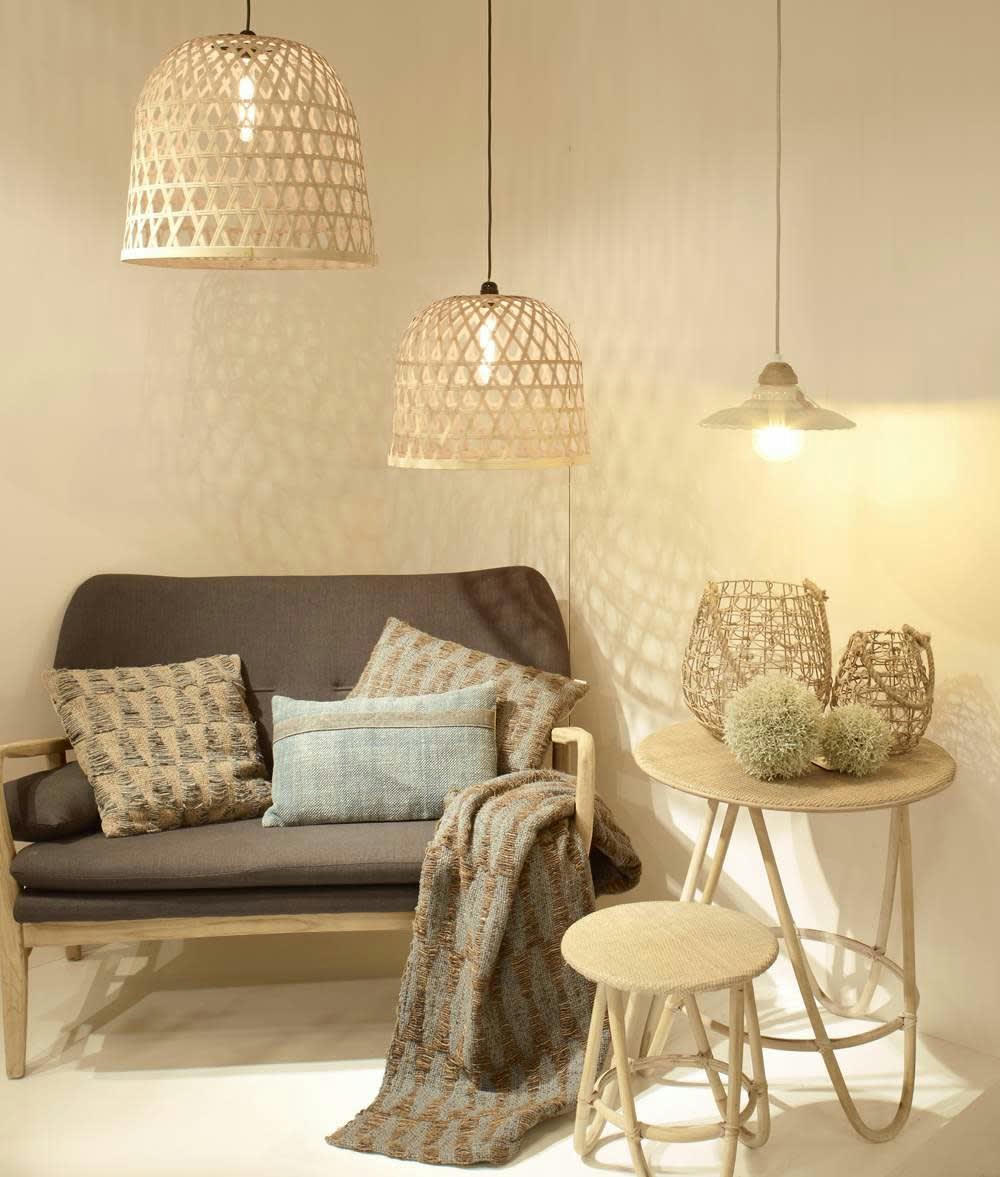 LAESO - Grande suspension en bambou beige