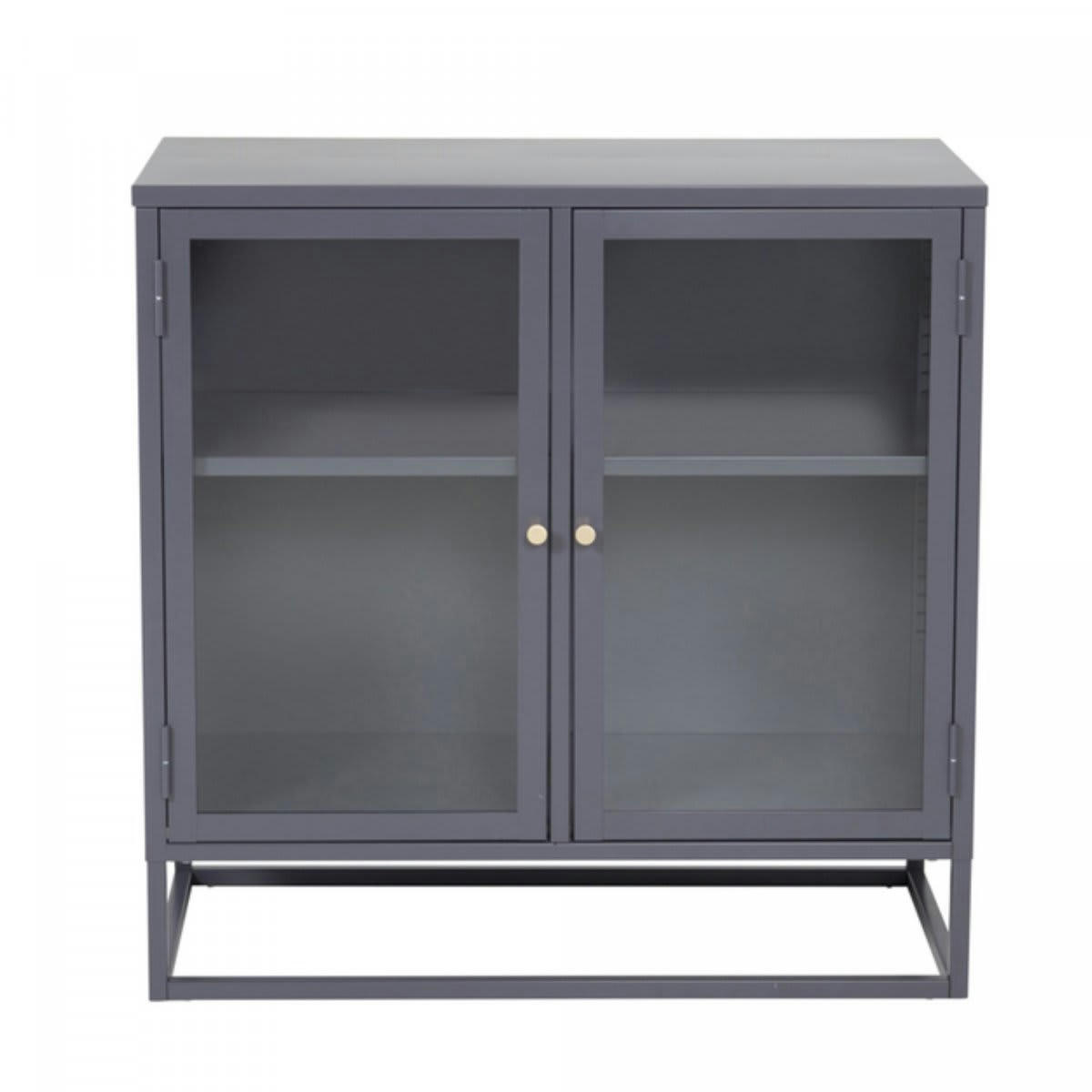 RIRI - Buffet bas avec portes vitrées en métal gris