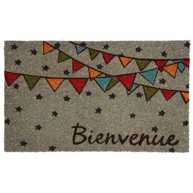 - Paillasson coco teintée 75 x 45 cm fanions bienvenue