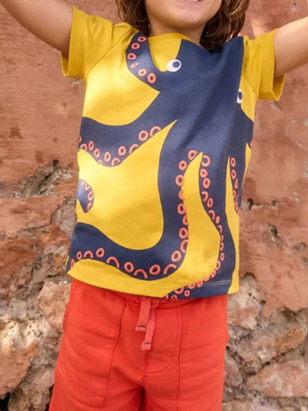 Children's Octopus Graphic Short Sleeve T-Shirt