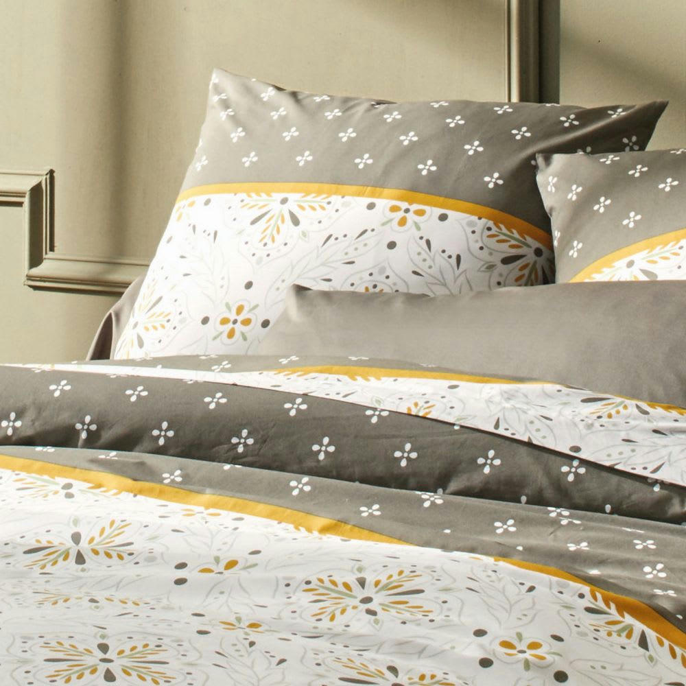 - Parure de lit 2 places percale de coton à motifs 240x260 cm