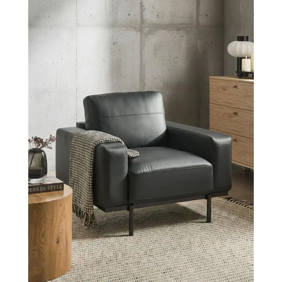 SOVIK - Fauteuil - Zwart - Kunstleer