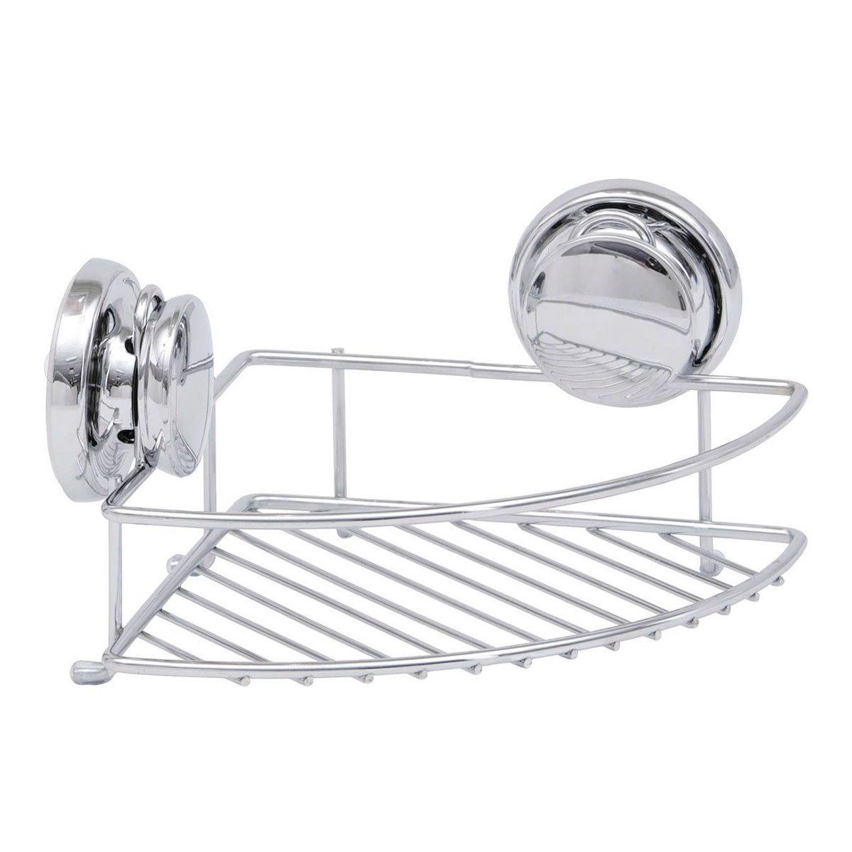 Suporte de canto em metal com ventosas cromado