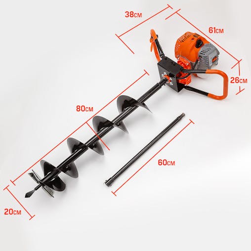 NNEMB Post Hole Digger 62CC Posthole Earth Auger Fence Borer Petrol Drill Bit