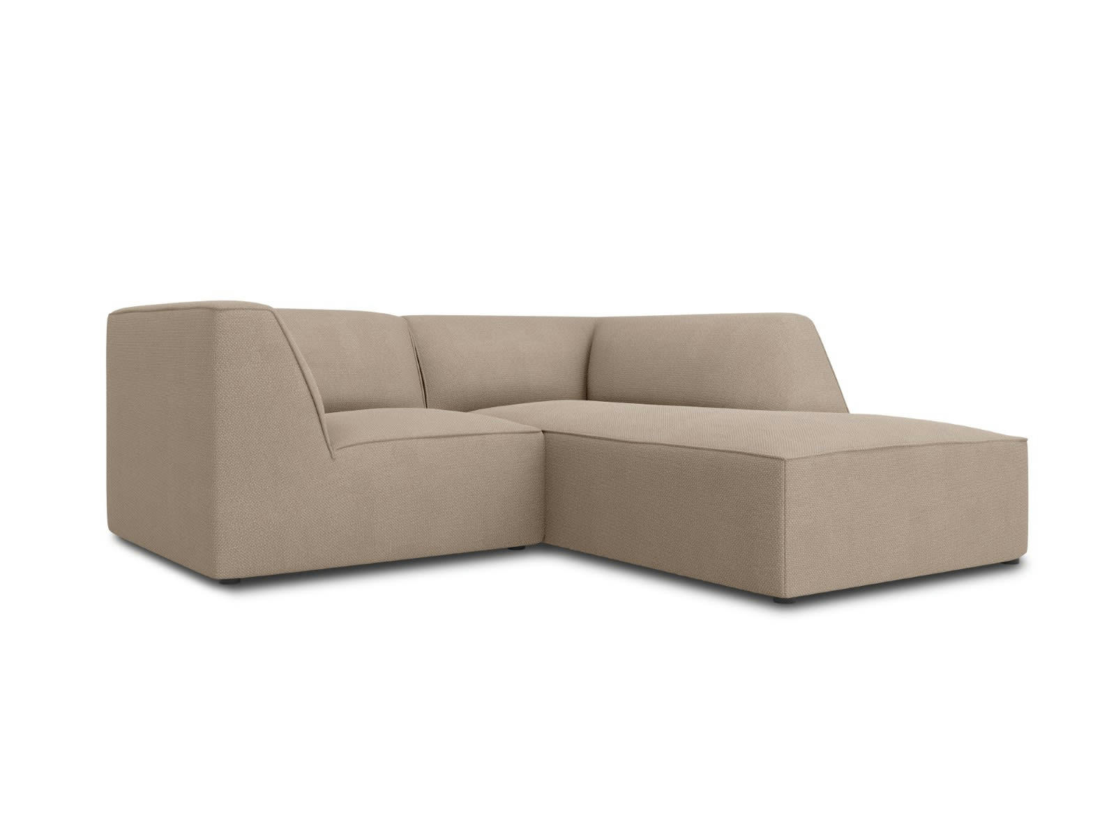 RUBY - Canapé d'angle droit 3 places en tissu structurel beige foncé