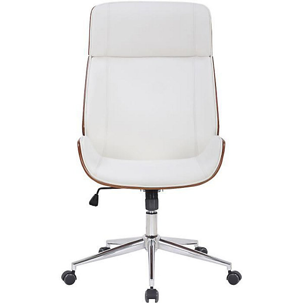 Fauteuil de bureau CLP Varel similicuir noyer blanc 5 branches