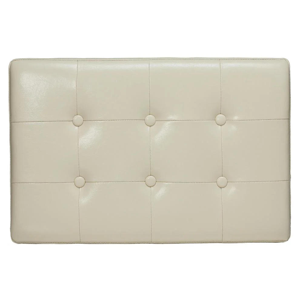 Porch & Den Palmer Cream and Walnut X-Leg Bench Ottoman