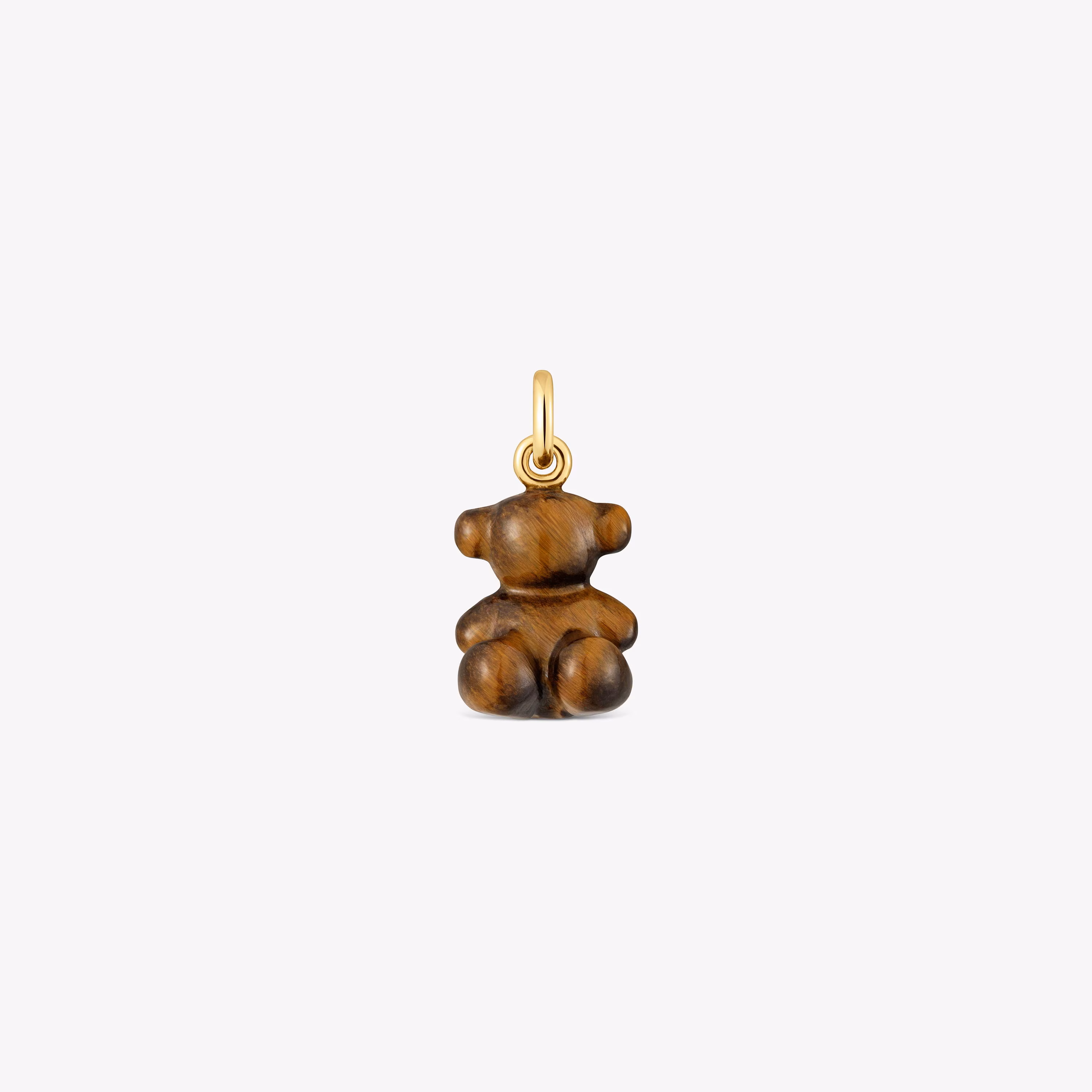 Colgante oso pequeño con ojo de tigre y oro 14 kt Bold Bear