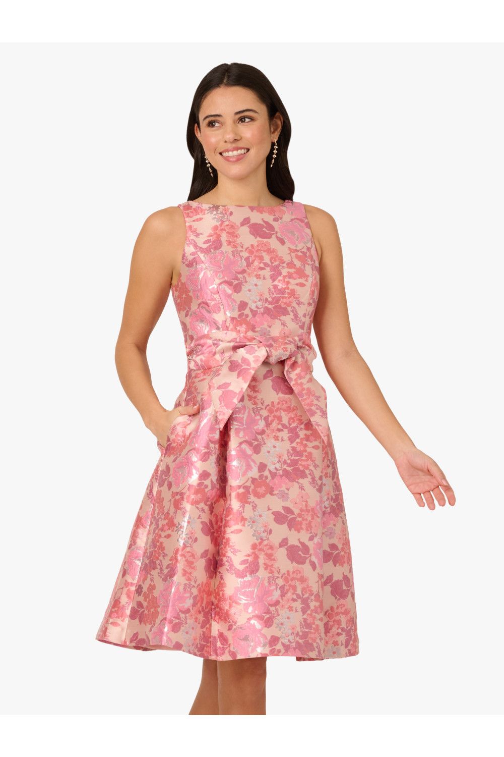 Adrianna Papell Sleeveless Tie Front Dress