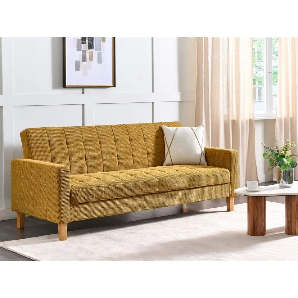 VEHKOO - Slaapbank 3-zits - Geel - Polyester