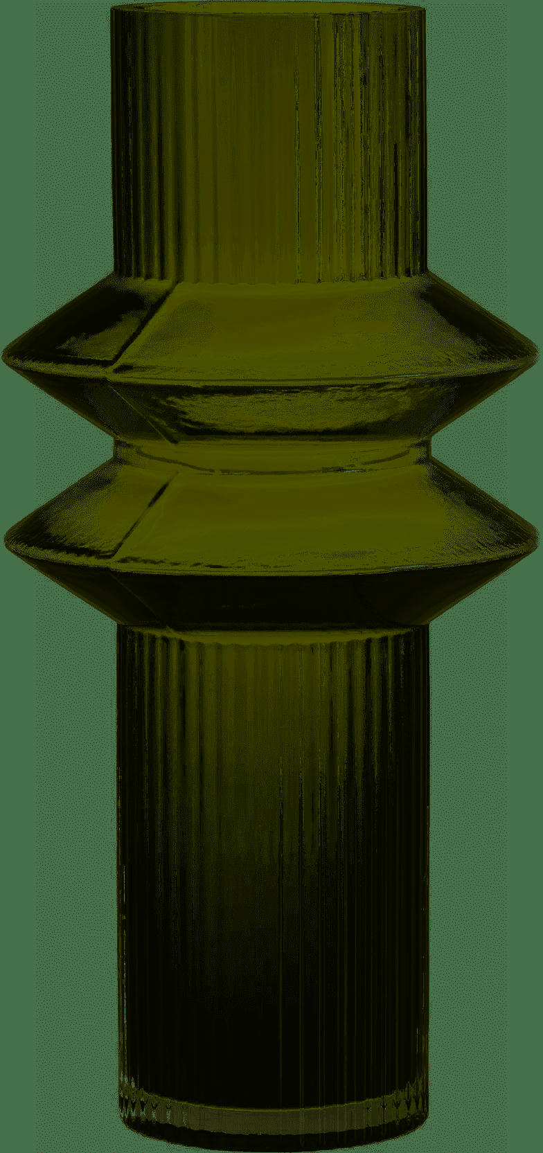 BIG FOREST - Vase rilla en verre vert H32cm