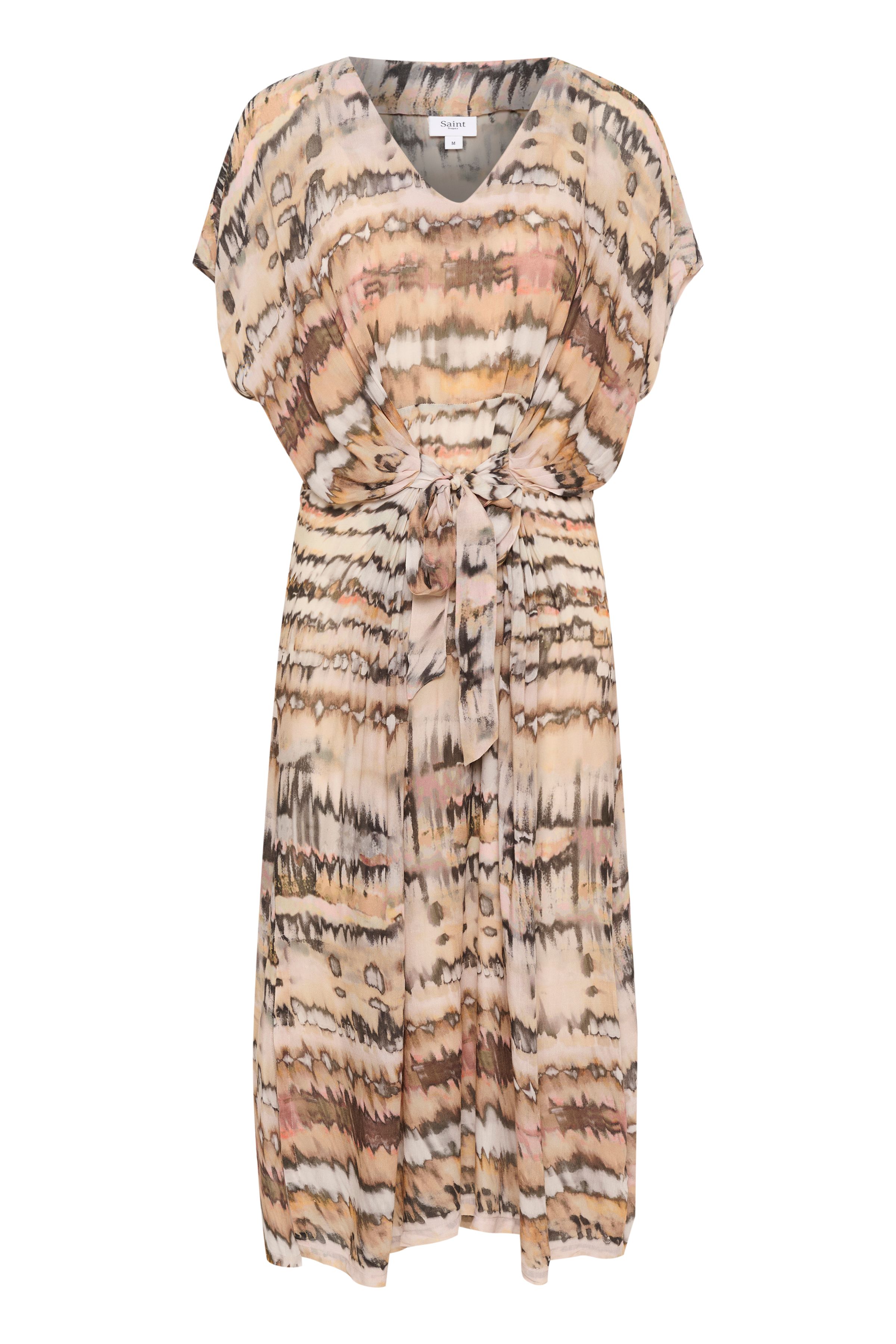 Saint Tropez Eya V-neck Knot Detail Printed Dress