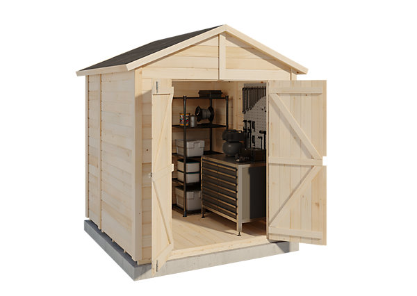 Cabane à outils double pente Storehaus Serena Storehaus, 19x31m dim ext (cas échéant incl débord de toit) naturel, 12mm, totale