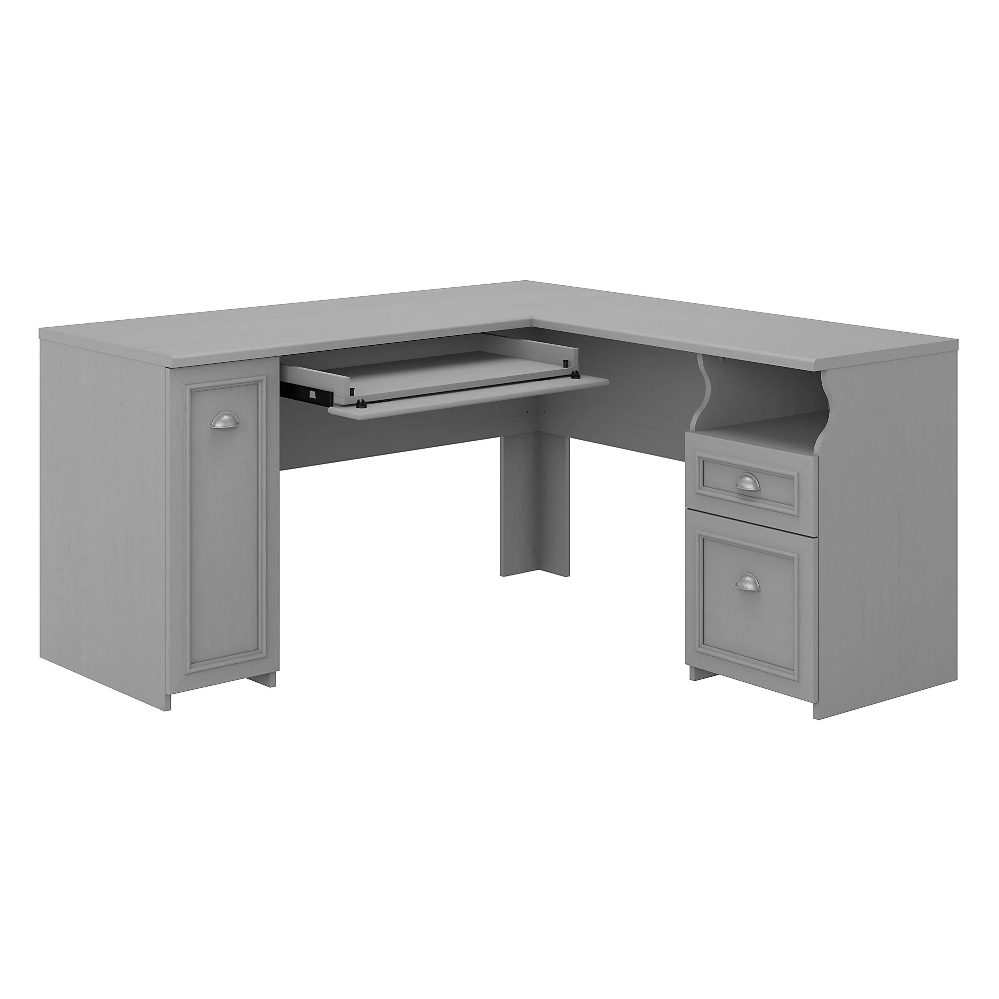 Fairview 60W L Shaped Desk with Drawers and Cabinet by Bush Furniture