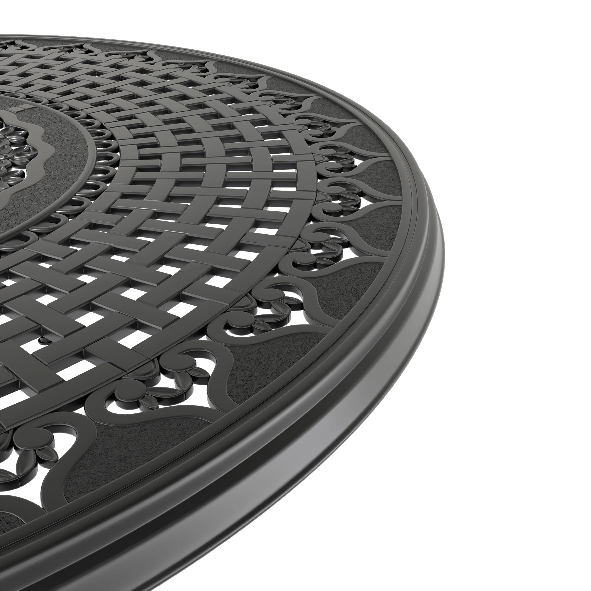 Cast Aluminum Patio Dining Table With Frame and Umbrella Hole