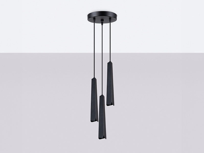 Lampa wisząca Prysm 3-punktowa stalowa czarna