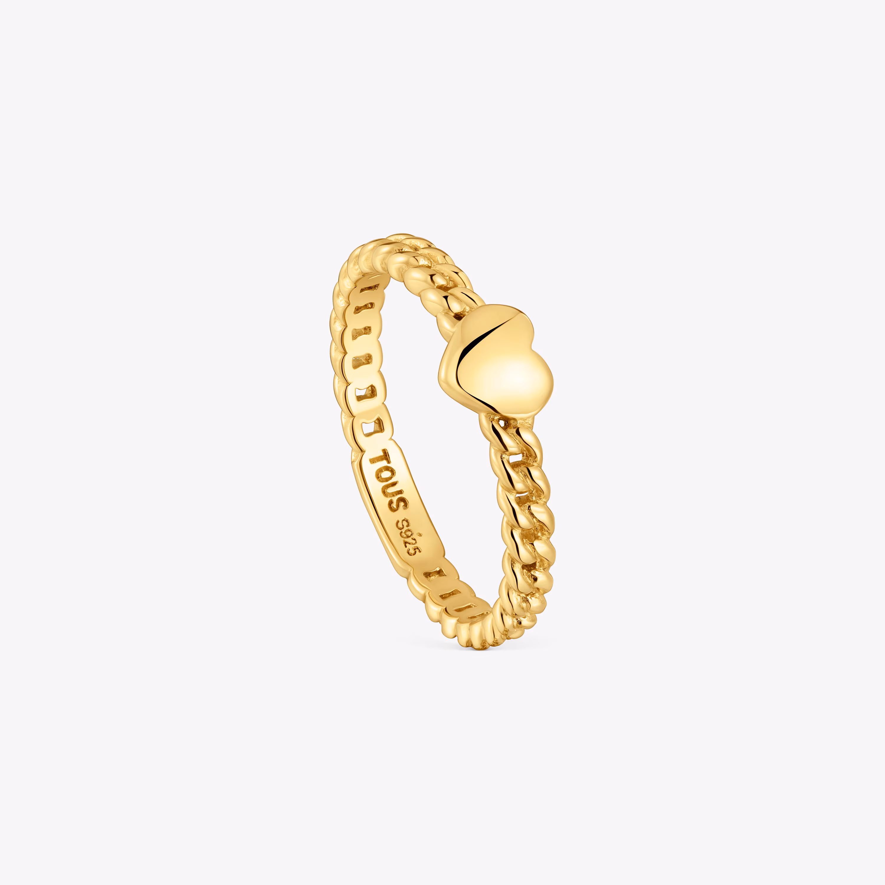 Anillo pequeño corazón con baño de oro 18 kt sobre plata Bold Motif