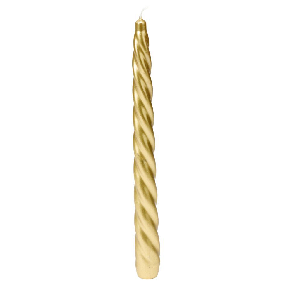 Bougie cire X2 pcs forme flambeau torsadé H25 cm doré