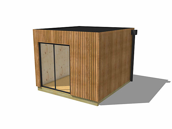 Bureau de jardin 4 saisons en bois 3,3 x 3,5 x 2,7 m / isolation RE2020 avec plancher isolé / menuiseries alu k-line