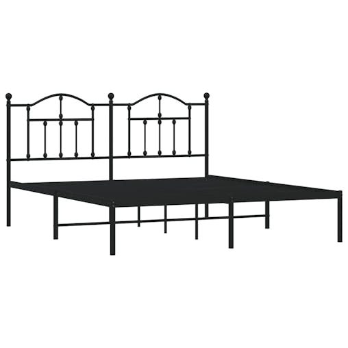 NNEVL Metal Bed Frame with Headboard Black 183x203 cm King