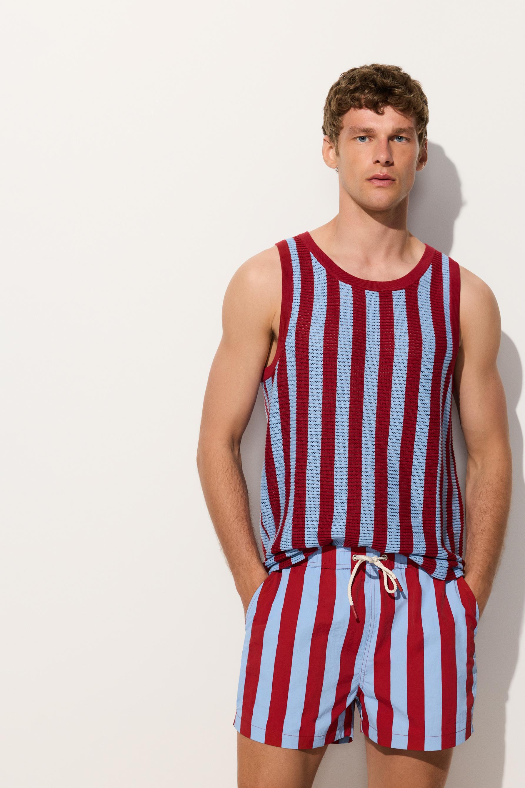 Hombre | Camiseta rayas burdeos punto tirantes