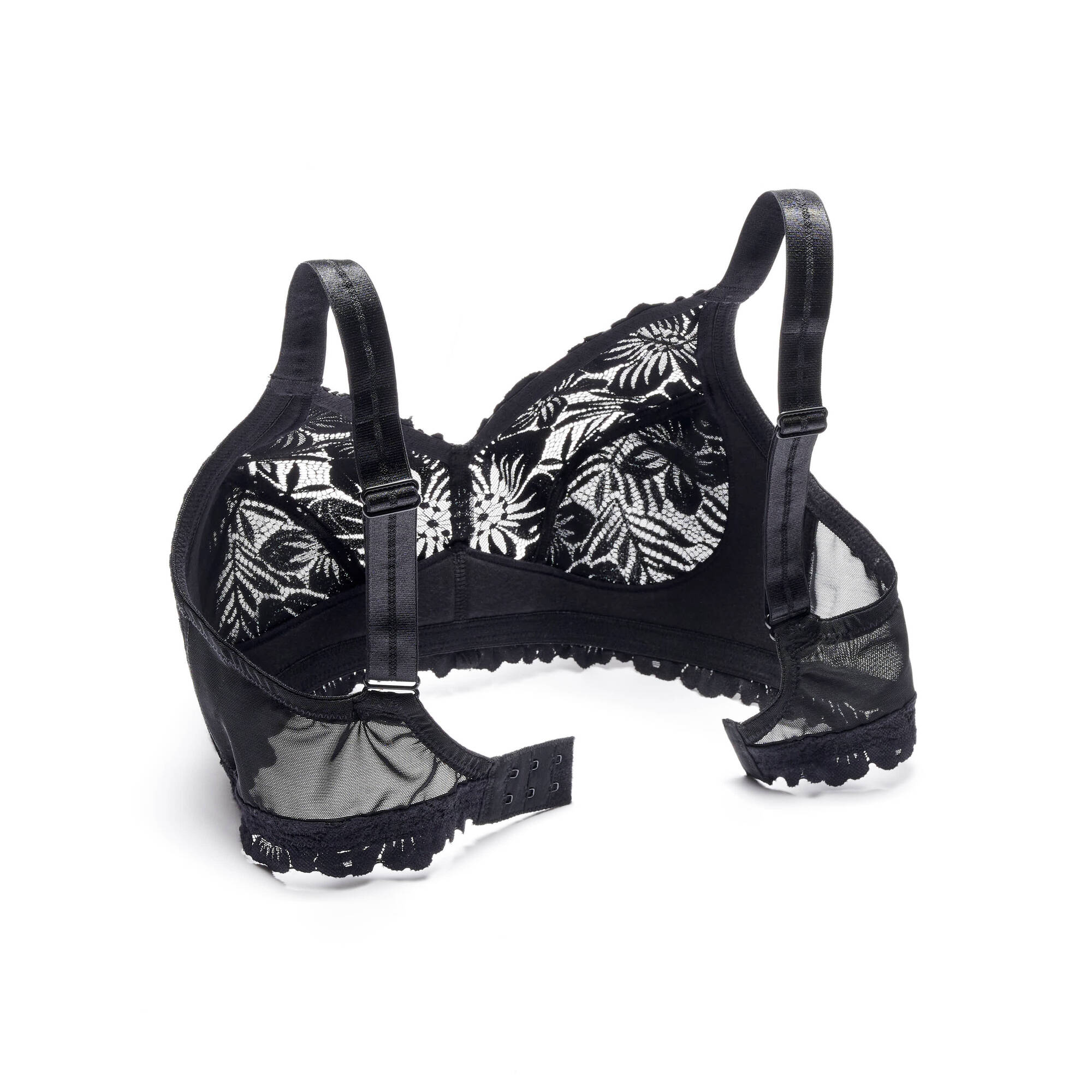 Soutien-gorge grand maintien dentelle coton stretch motif floral - sans armatures