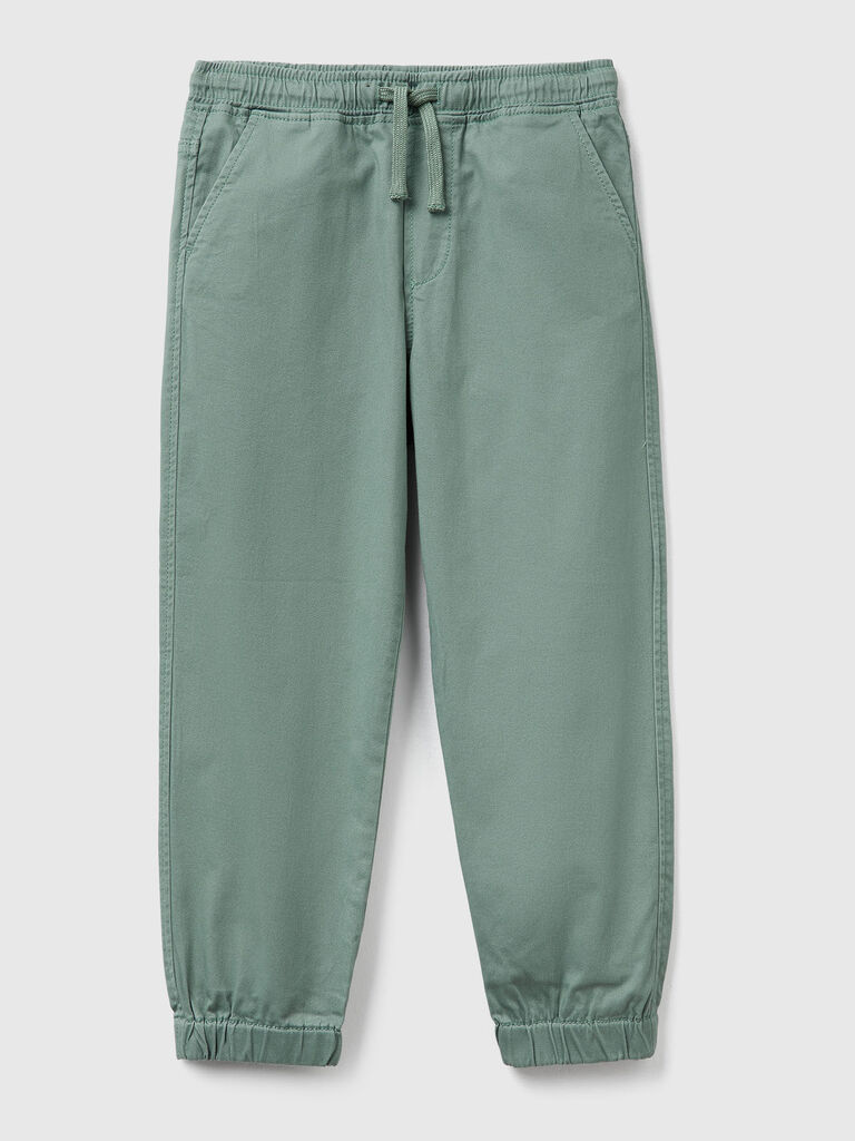 Stretch cotton joggers with drawstring