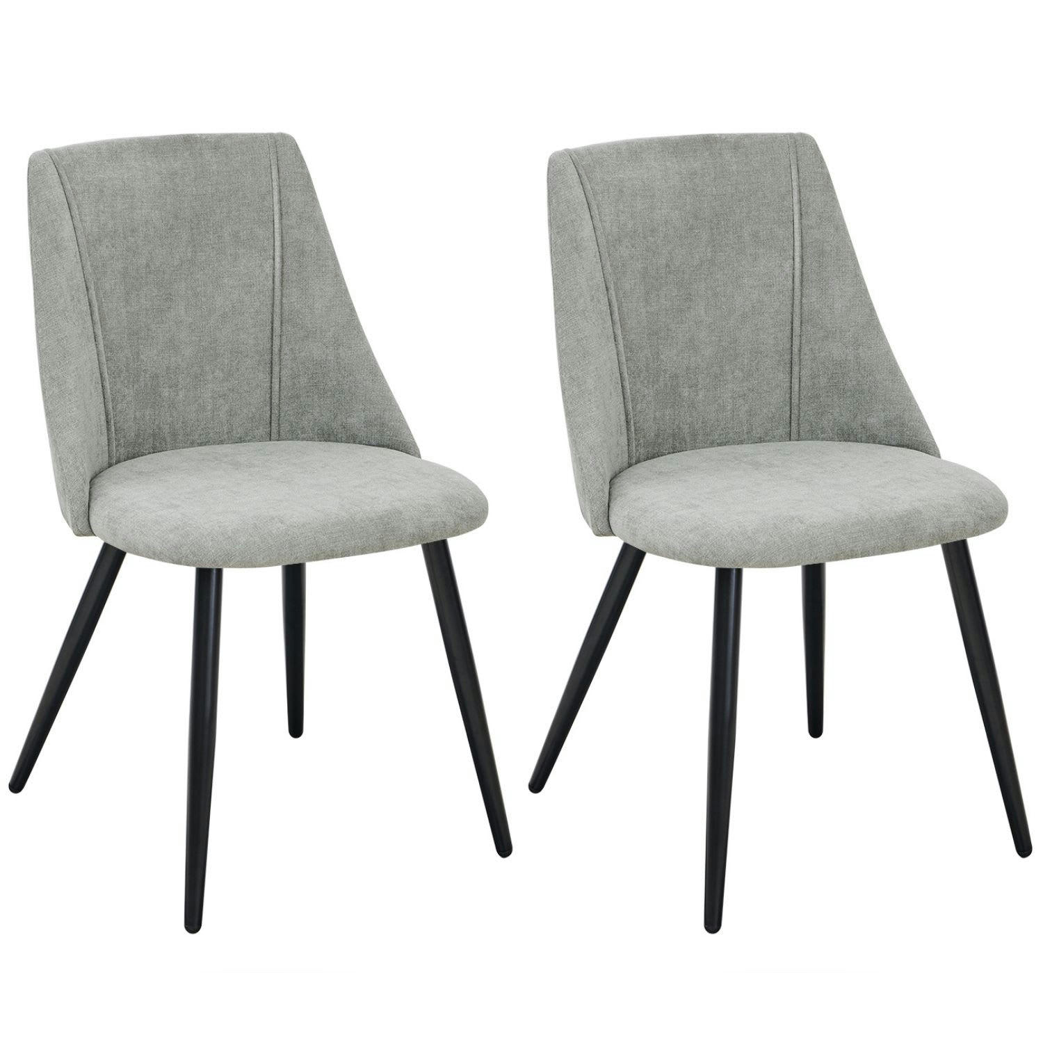 - Lot de 2 chaises de salle à manger scandinave tissu gris