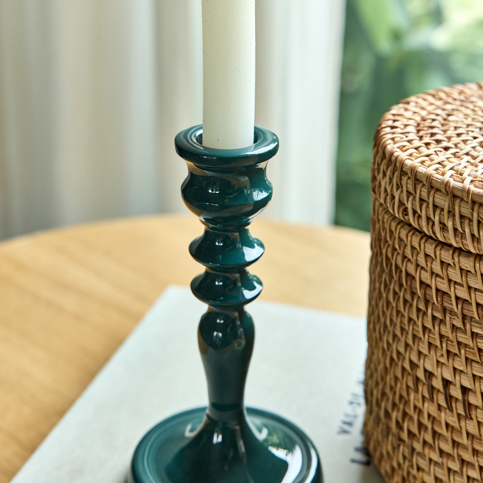 HARYA - Bougeoir en aluminium H16cm - bleu figuerolles